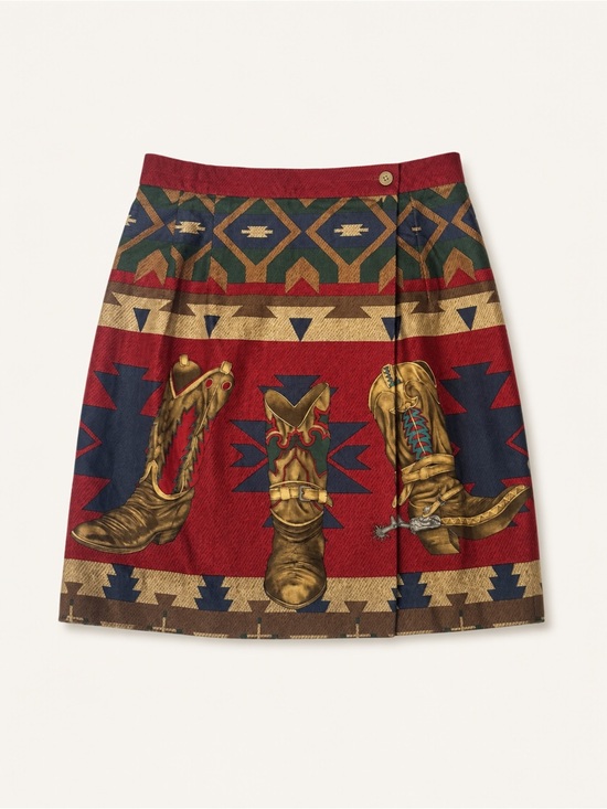 Sharon Young Dresses & Skirts - VTG Sharon Young Western Cowboy Boot Southwestern Mini Wrap Skirt Nashville SM